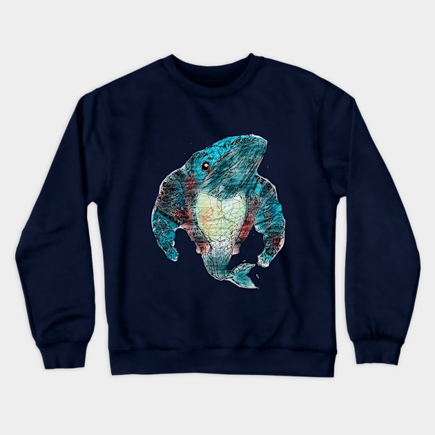 mosaic blue whale graphic Crewneck Sweatshirt by DigitaFix